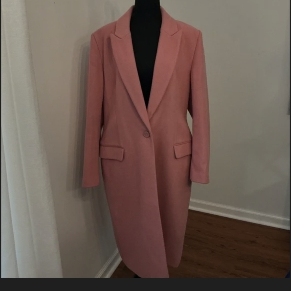 EXPRESS WOOL BLEND PINK STRUCTURED LINED COAT EUC… - image 1